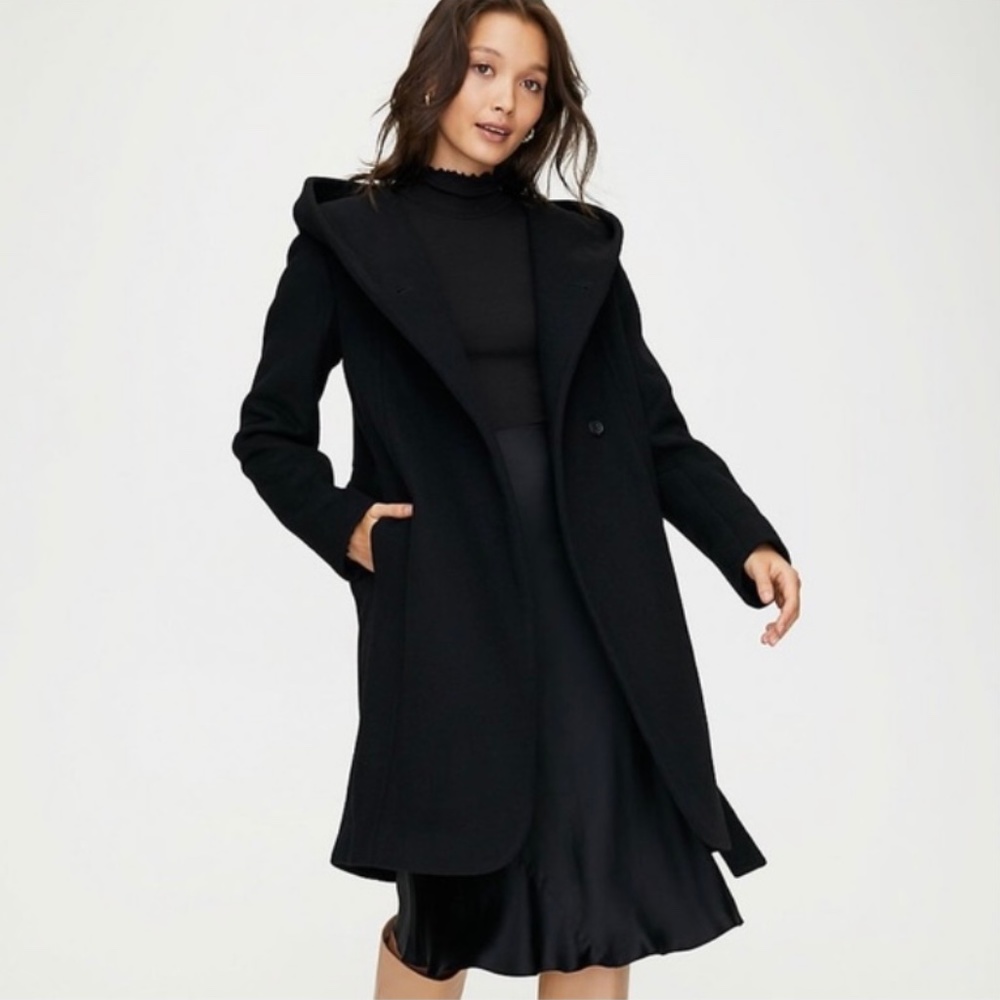COPY - Wilfred Aritzia Montgomery Black Wool and cashmere wrap coat XS
